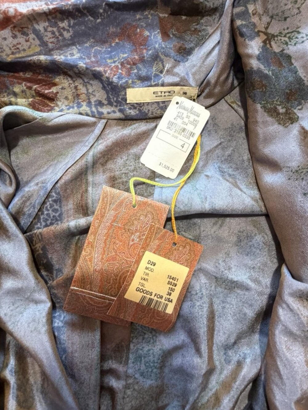 ETRO Italy Silk Women's Kimono Floral Metallic Open Front Tie Waist Jacket Sz 4 - Picture 5 of 10